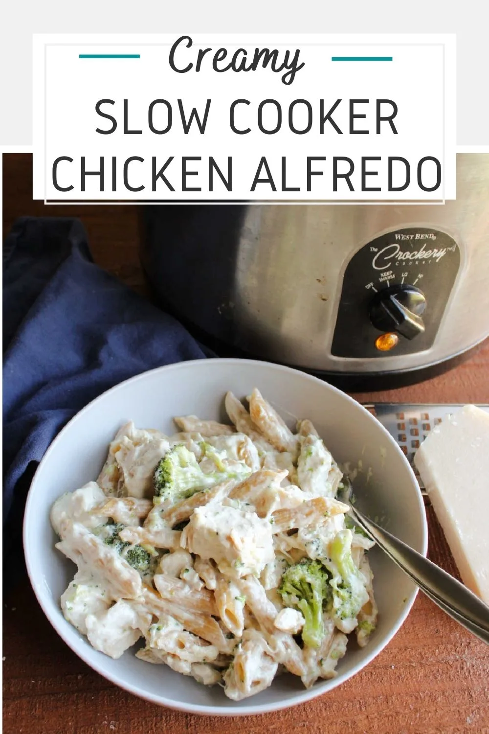 If rich creamy alfredo is a favorite at your house, you are going to love this slow cooker chicken alfredo with pasta and broccoli. The prep work is almost non-existent and dinner cooks while you go about your life.