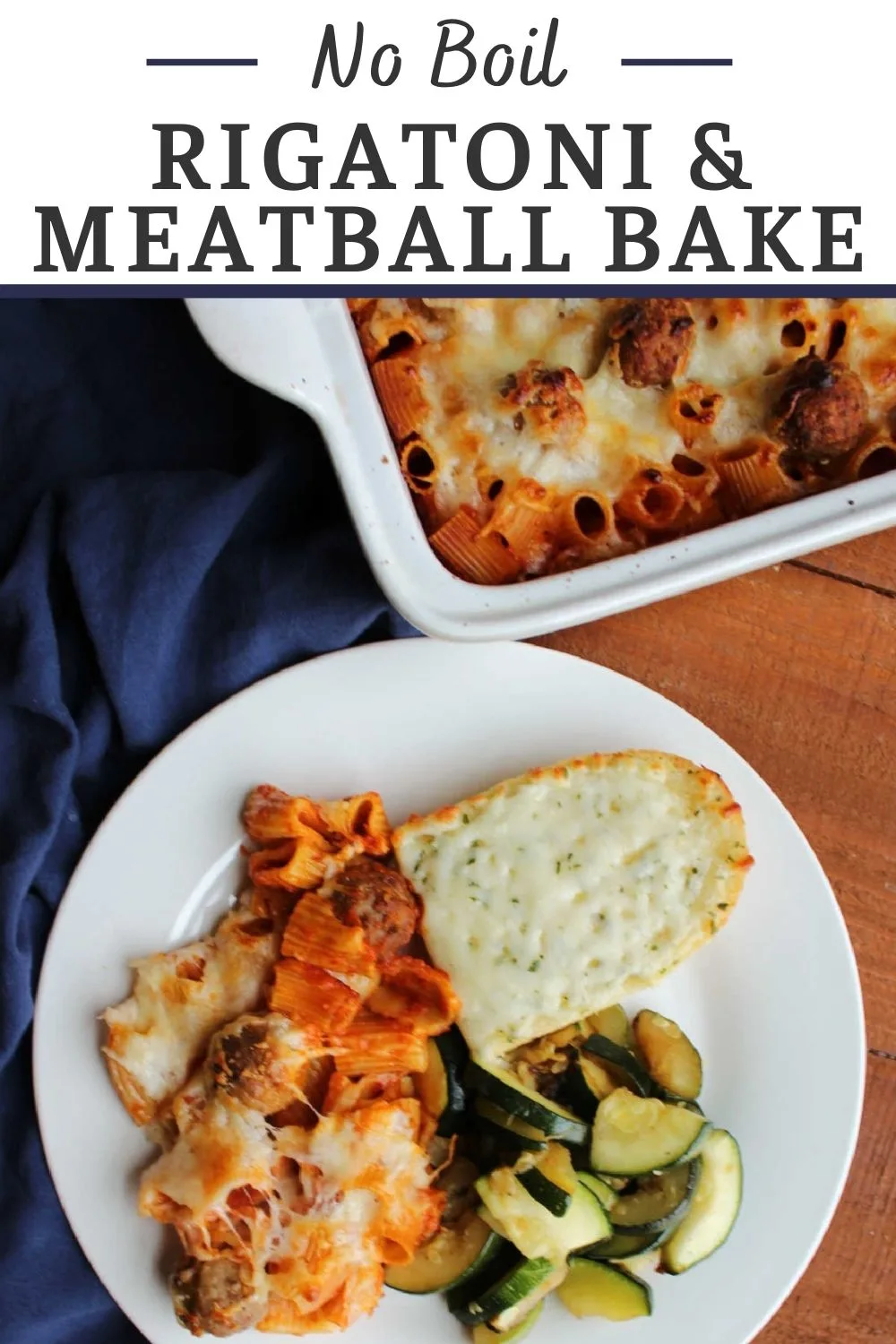 Make getting dinner on the table super easy with this no boil rigatoni and meatball bake. It takes almost no prep work and results in a tasty and filling meal.