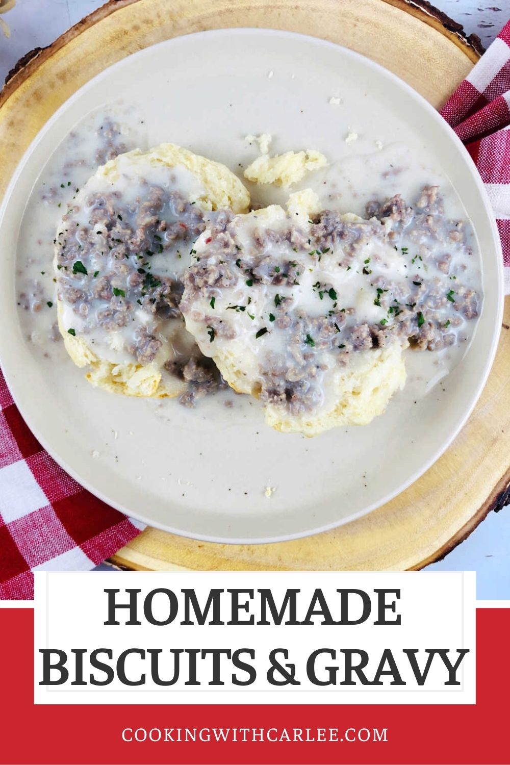 Homemade biscuits and sausage gravy is the ultimate in hearty comfort food breakfasts. Making fluffy biscuits and an easy creamy sawmill gravy with bits of breakfast sausage is easy and the results are delicious and filling.