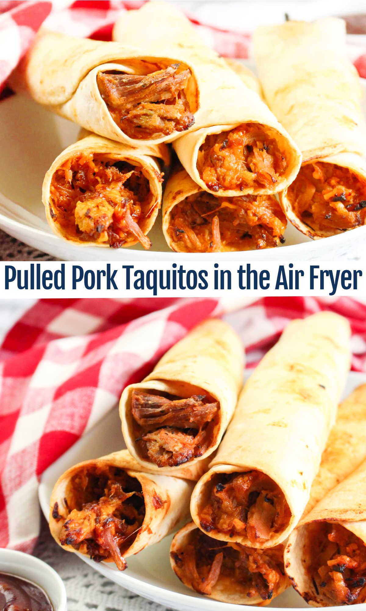 Turn leftovers into fun cheesy pulled pork taquitos with the help of your air fryer. They are easy to make, crispy and delicious!
