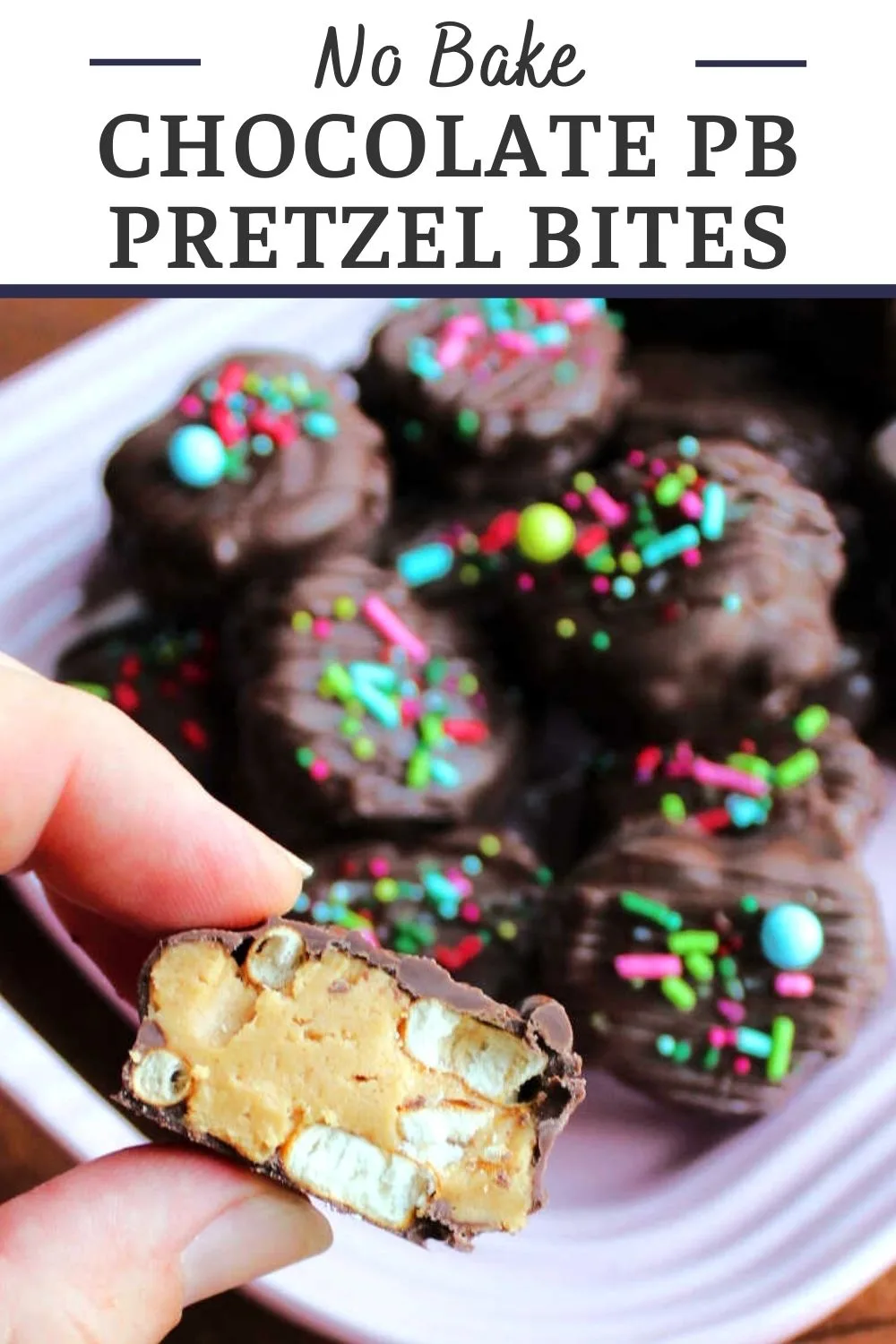 Chocolate peanut butter pretzel bites have salty crunchy pretzels, a soft creamy peanut butter center and hard chocolate shell. It is the perfect mix of chocolate covered pretzels and buckeyes!