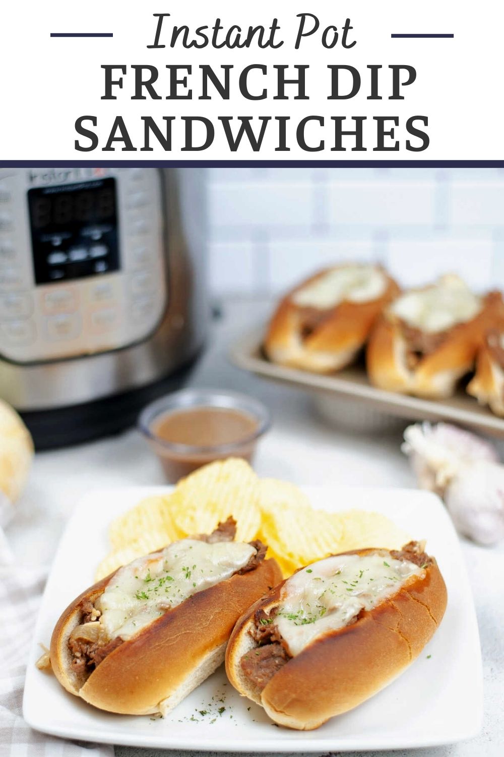 Make super simple French dip sandwiches in the instant pot for a deceptively easy dinner. It is a quick way to make a delicious roast beef sandwich with yummy gravy for dipping if desired.