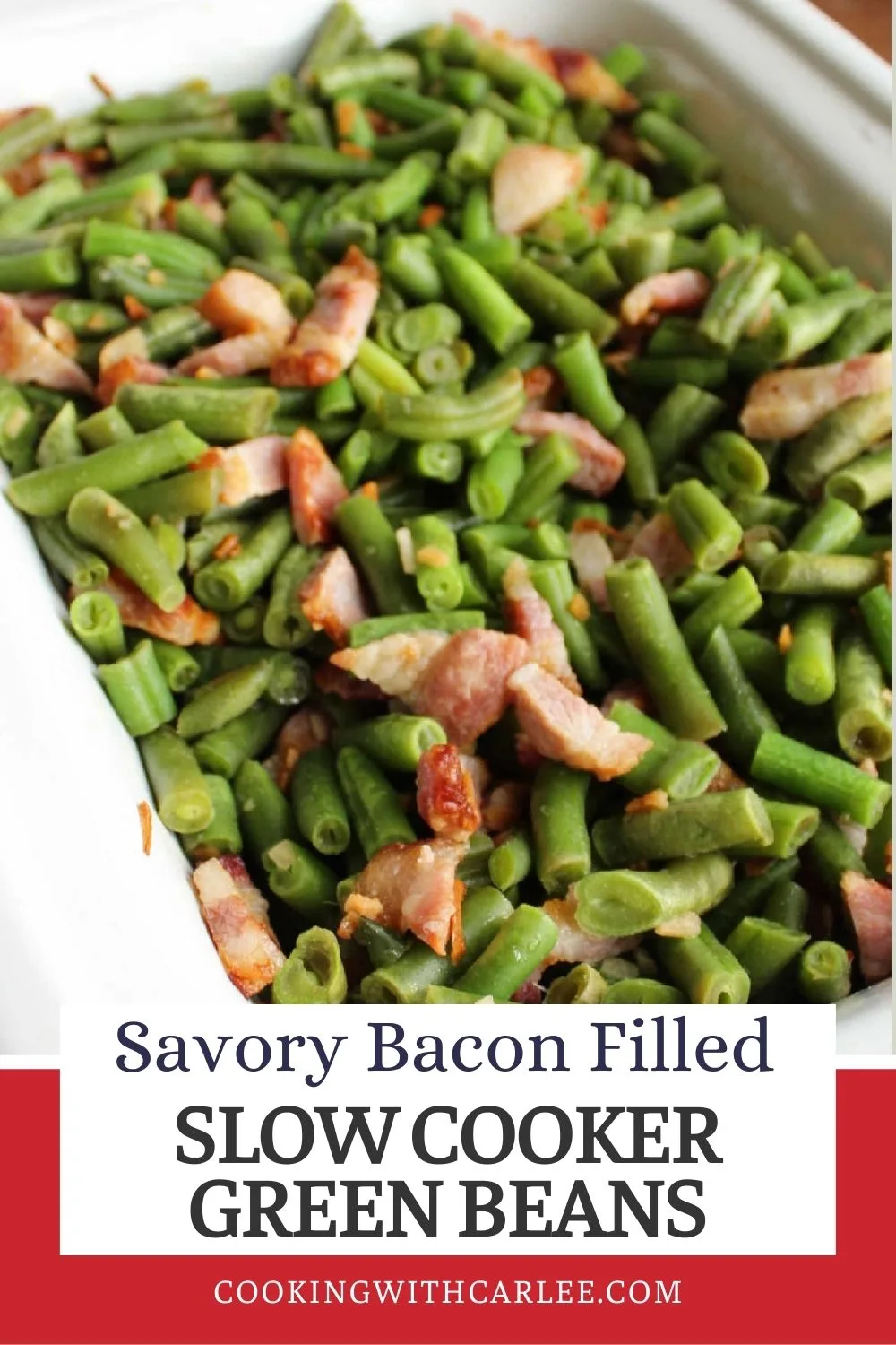 Savory slow cooker green beans are a flavorful side dish for any meal. Just toss the ingredients in a slow cooker several hours before the meal and they'll be ready when you are.