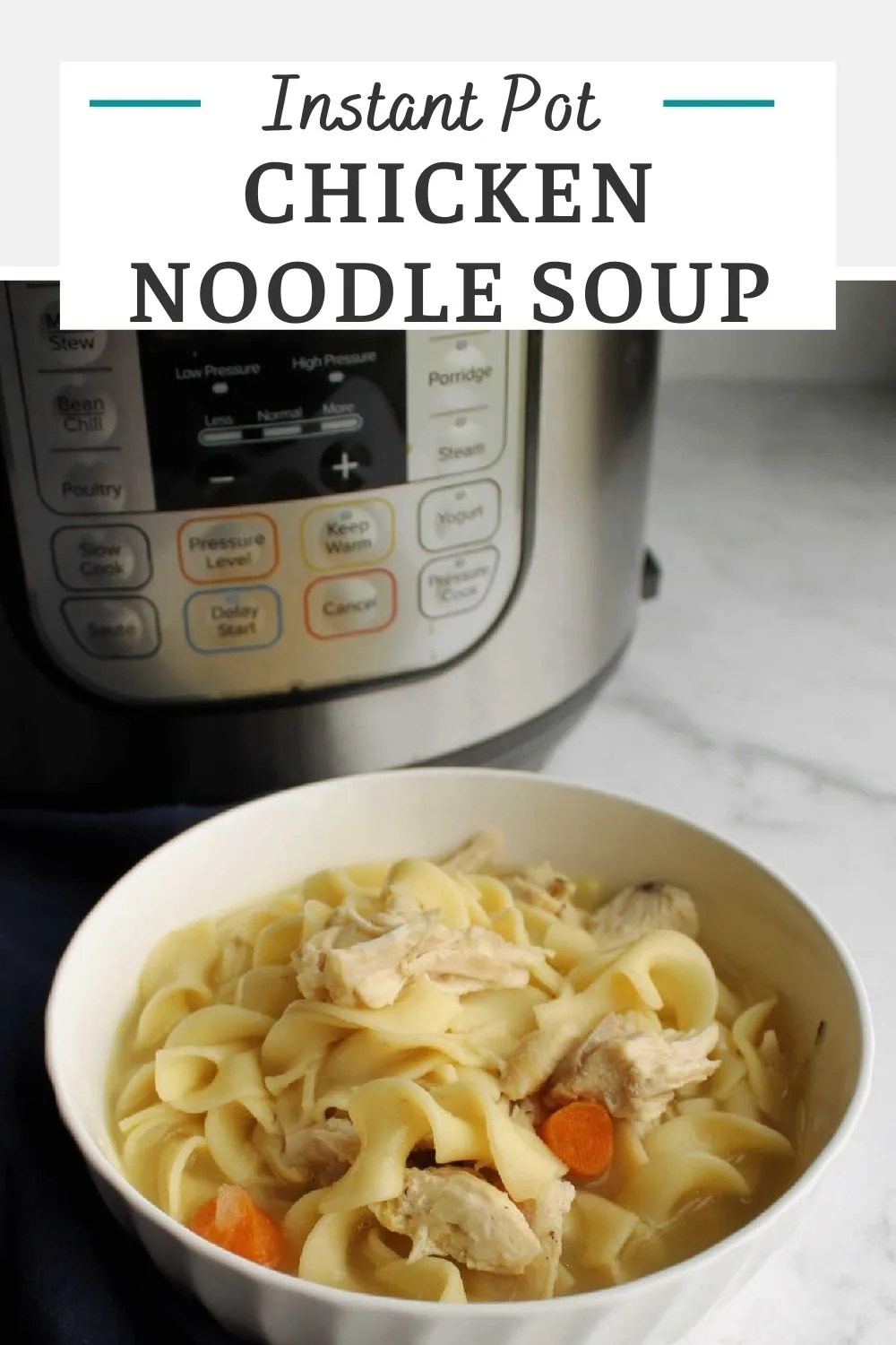 Make classic chicken noodle soup with the help of an instant pot or slow cooker. This recipe gives you all of the flavor you want in a really easy recipe.