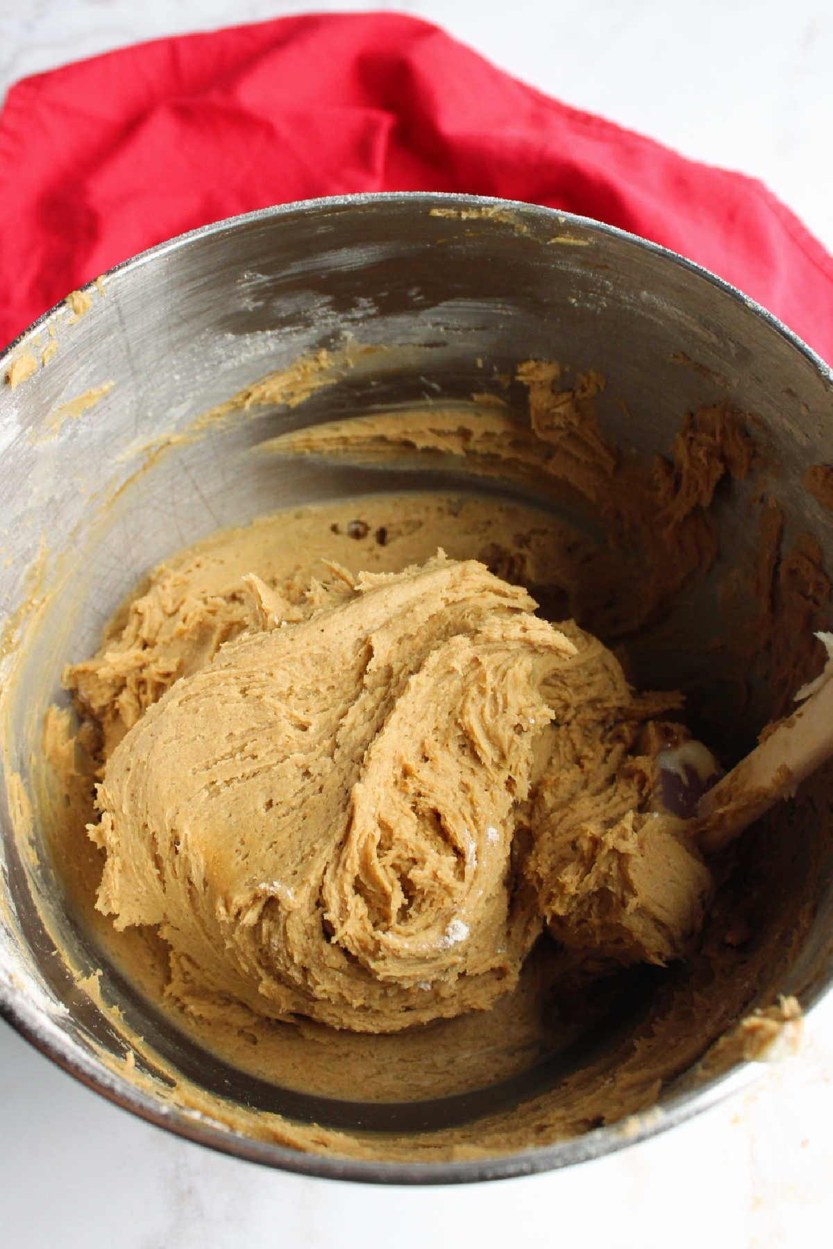 Bowl of gingerbread cookie dough.