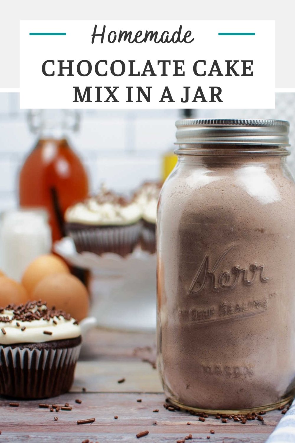 Next time you want a chocolate cake, instead of reaching for a box grab a homemade chocolate cake mix. You can whip up several in just a few minutes and there are no preservatives. Taking it from the jar to cake batter just takes a couple of standard ingredients and almost no effort.