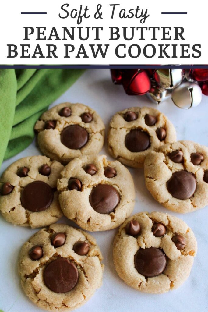 Bear paw peanut butter blossoms take the classic Christmas cookie to a new level of cute. They are built on a chewy peanut butter cookie with fun a chocolate paw design on top.