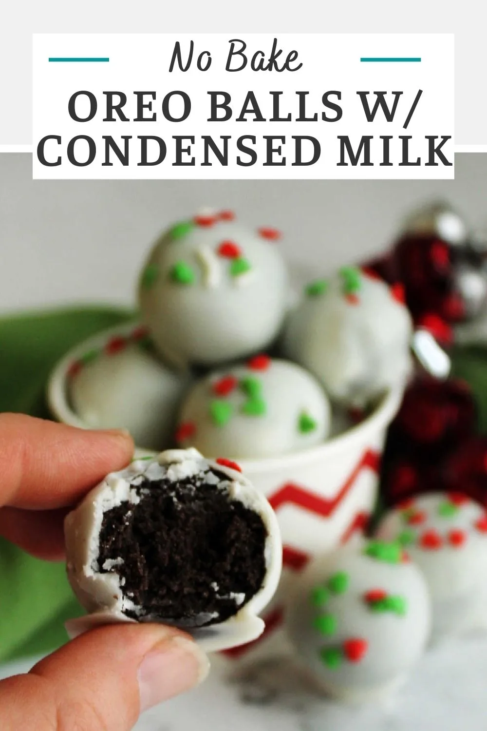 These Oreo balls are made with sweetened condensed milk instead of cream cheese. The results are everything you would want for the to be. Make a batch this Christmas to see for yourself!