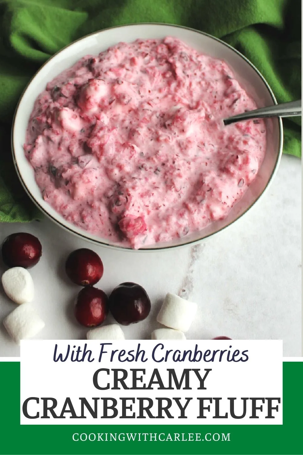 Make a delicious cranberry fluff from fresh cranberries as a fun side dish or simple dessert. It will be such a pretty addition to your holiday menu but is great for any day.