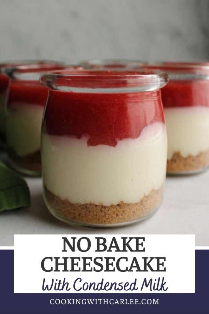 Make this luscious no bake cheesecake with condensed milk for a super easy but really tasty dessert. Make it as a pie or in individual jars for a fun single serve dessert. Then add your favorite toppings to make it an extra special treat.