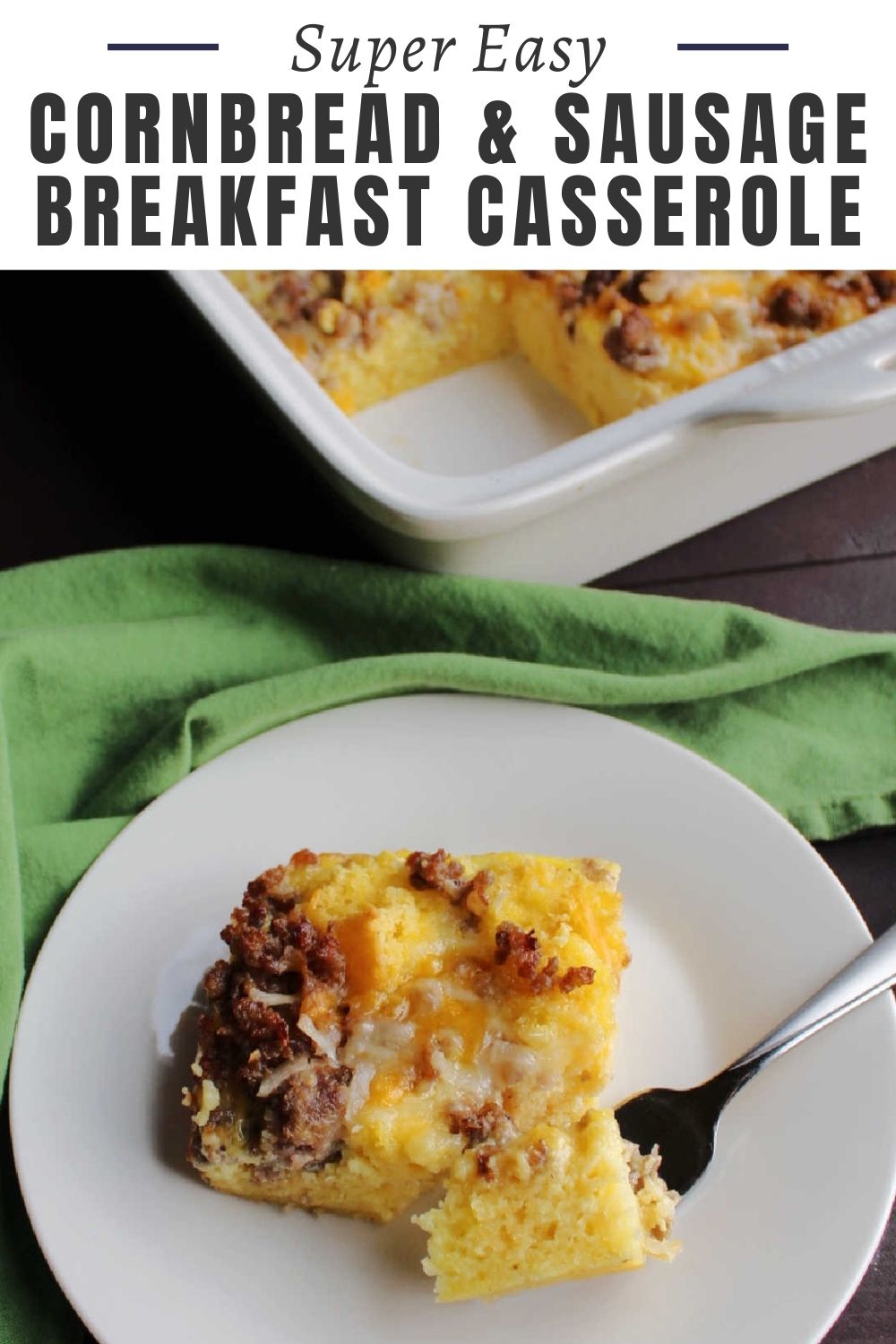 Cornbread and sausage breakfast casserole can be a little bit sweet and a little bit savory. It is easy to make and is a hearty meal to start your day off on the right foot.