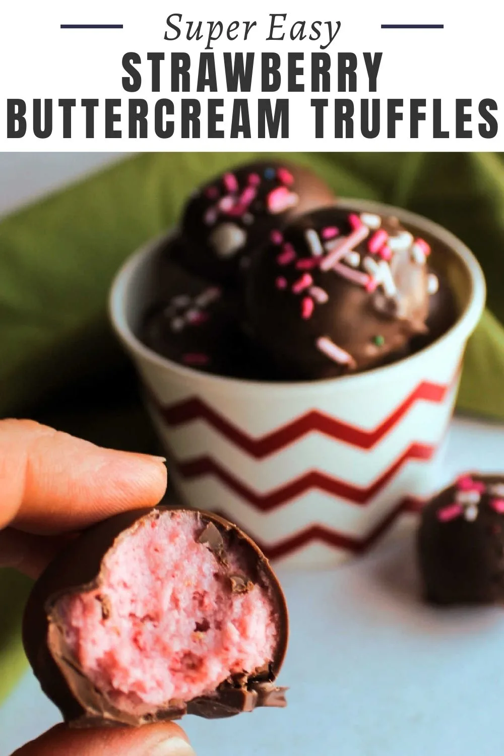 What do you do when you have leftover frosting? Make truffles of course! These chocolate coated strawberry buttercream truffles taste amazing but this recipe can easily be adapted to so many flavor profiles.