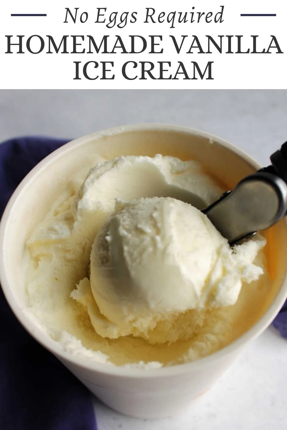 This creamy delicious homemade vanilla ice cream could not be easier to make. This egg free recipe makes getting the base in the churner fast and the results are smooth and tasty.