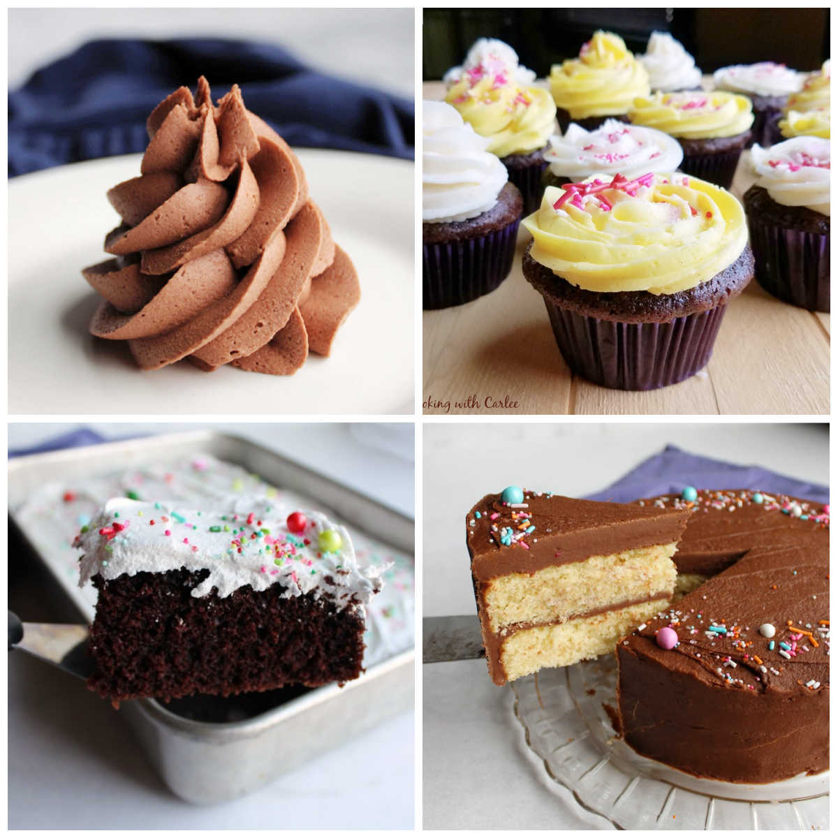 Collage of frosting recipes.