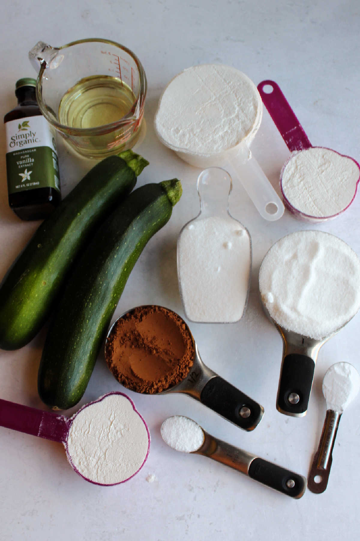 Ingredients ready to be made into chocolate zucchini cake.