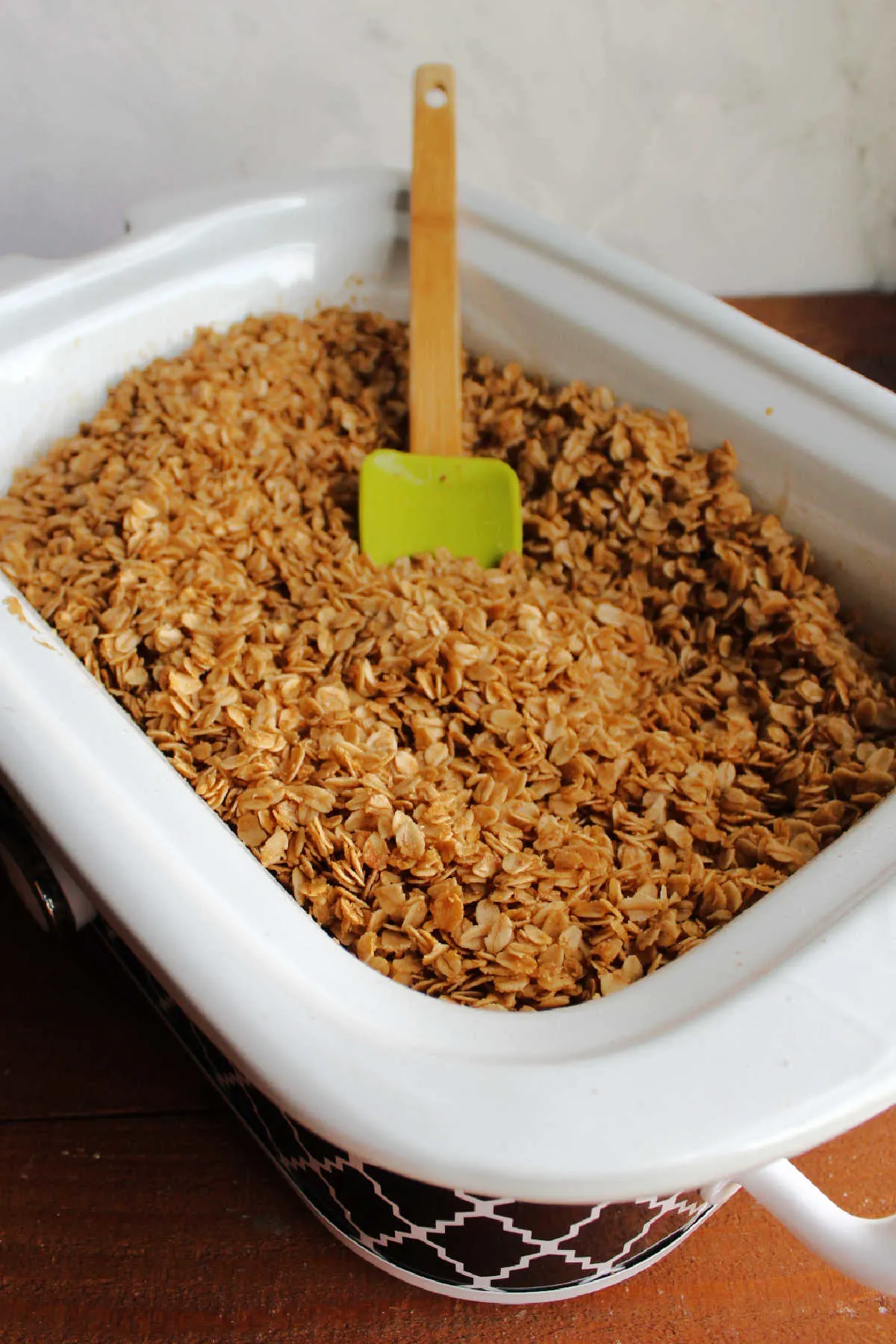 Maple cinnamon granola in a slow cooker. 