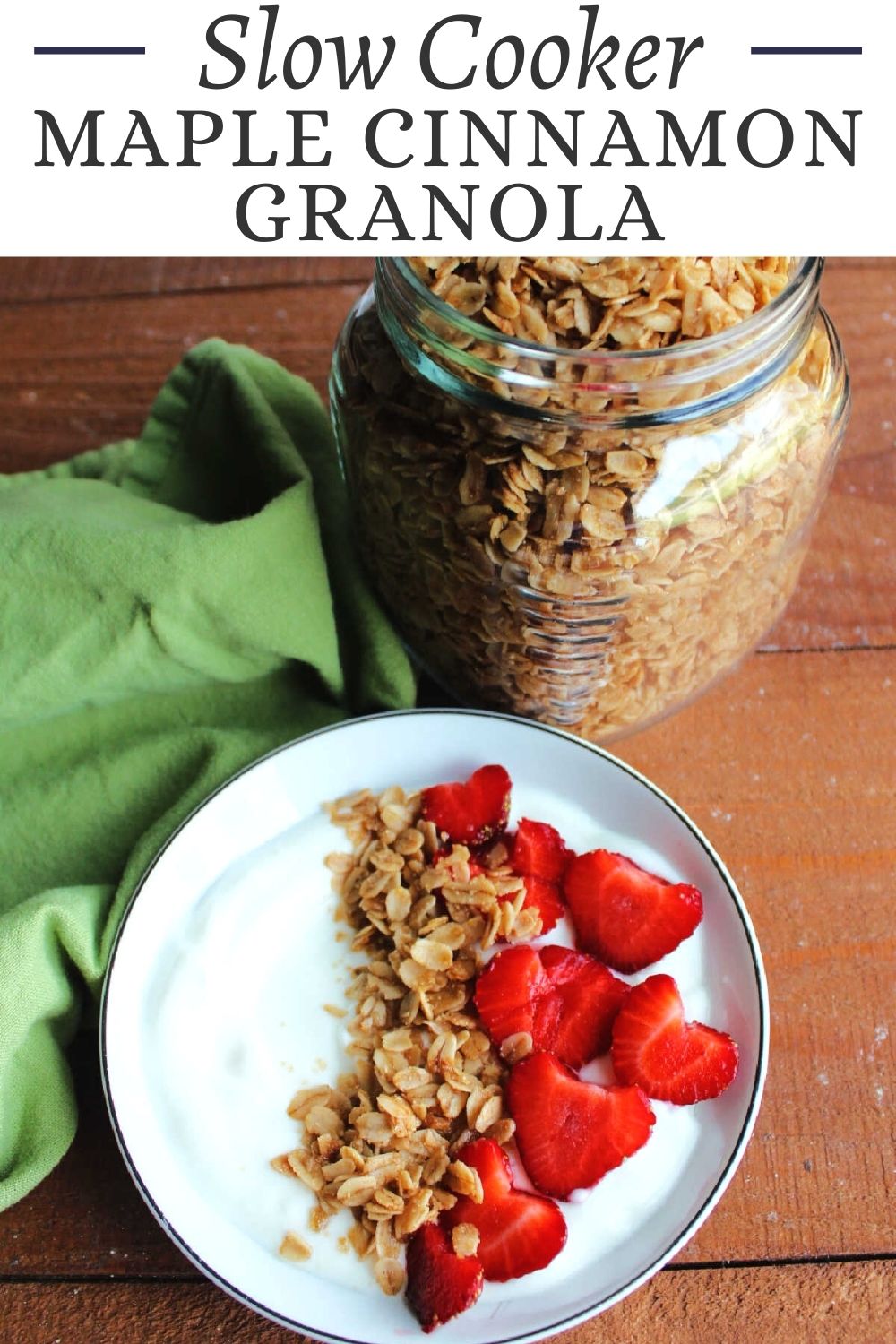 This slow cooker maple cinnamon granola could not be easier to make. It is sweet, crunchy and perfect as a snack or breakfast. 