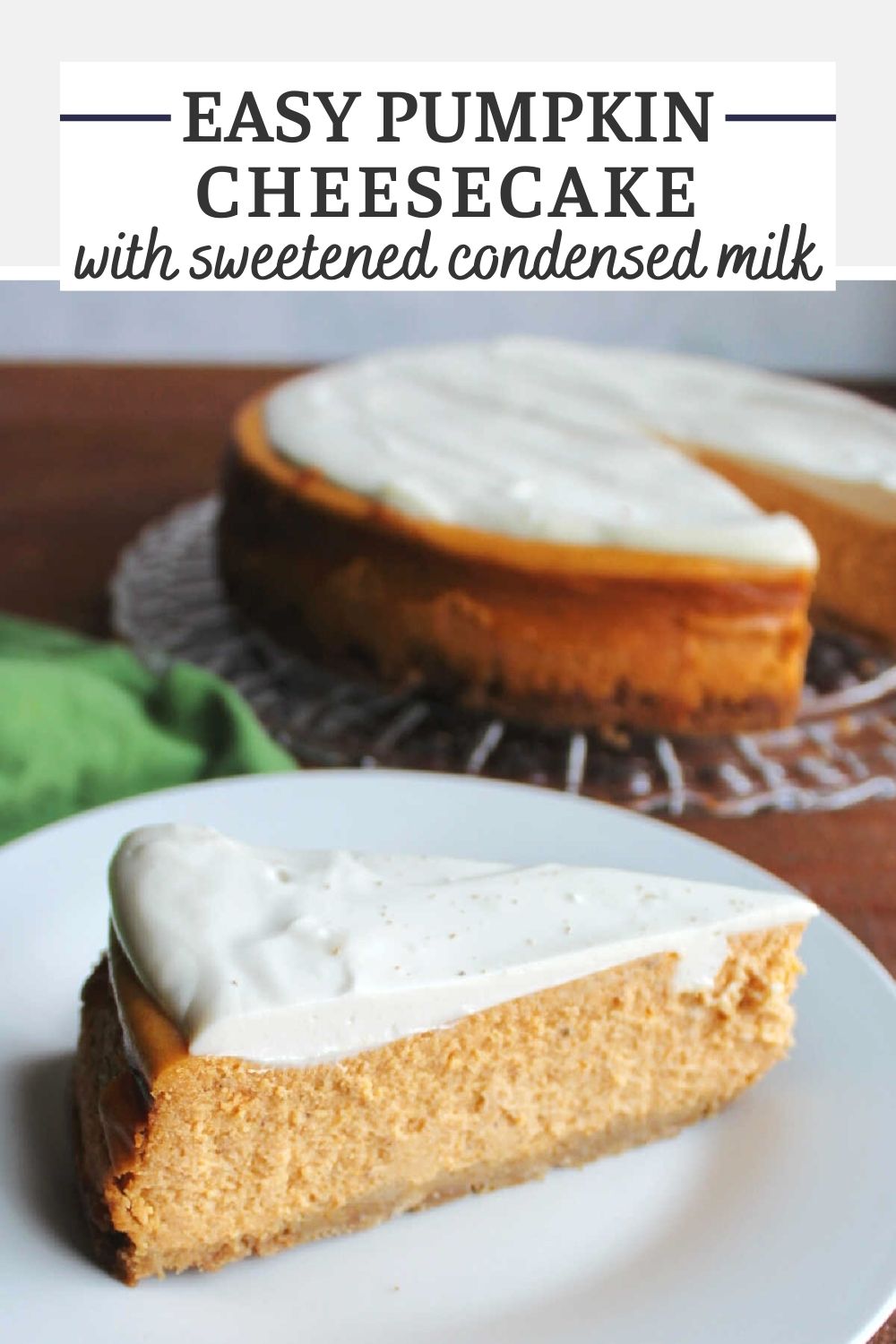 If you are looking for the perfect creamy pumpkin cheesecake, you are in the right place. The cheesecake is easy to put together and the optional sour cream topping takes it to the next level.