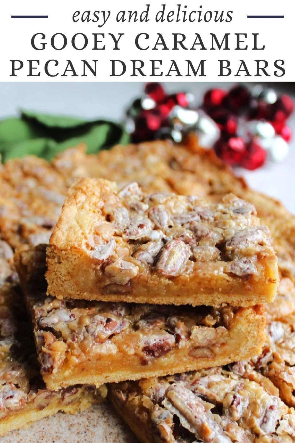 Gooey pecan dream bars are the perfect mix of soft and gooey with a little bit of pecan crunch. They use a box cake mix, toffee bits, and sweetened condensed milk to make an easy but memorable dessert.