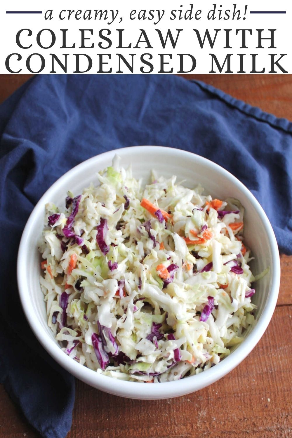 Homemade coleslaw with condensed milk dressing is a perfect side dish for picnics, fish fries and BBQs. It takes just a few ingredients, most of which you are likely to have on hand. 