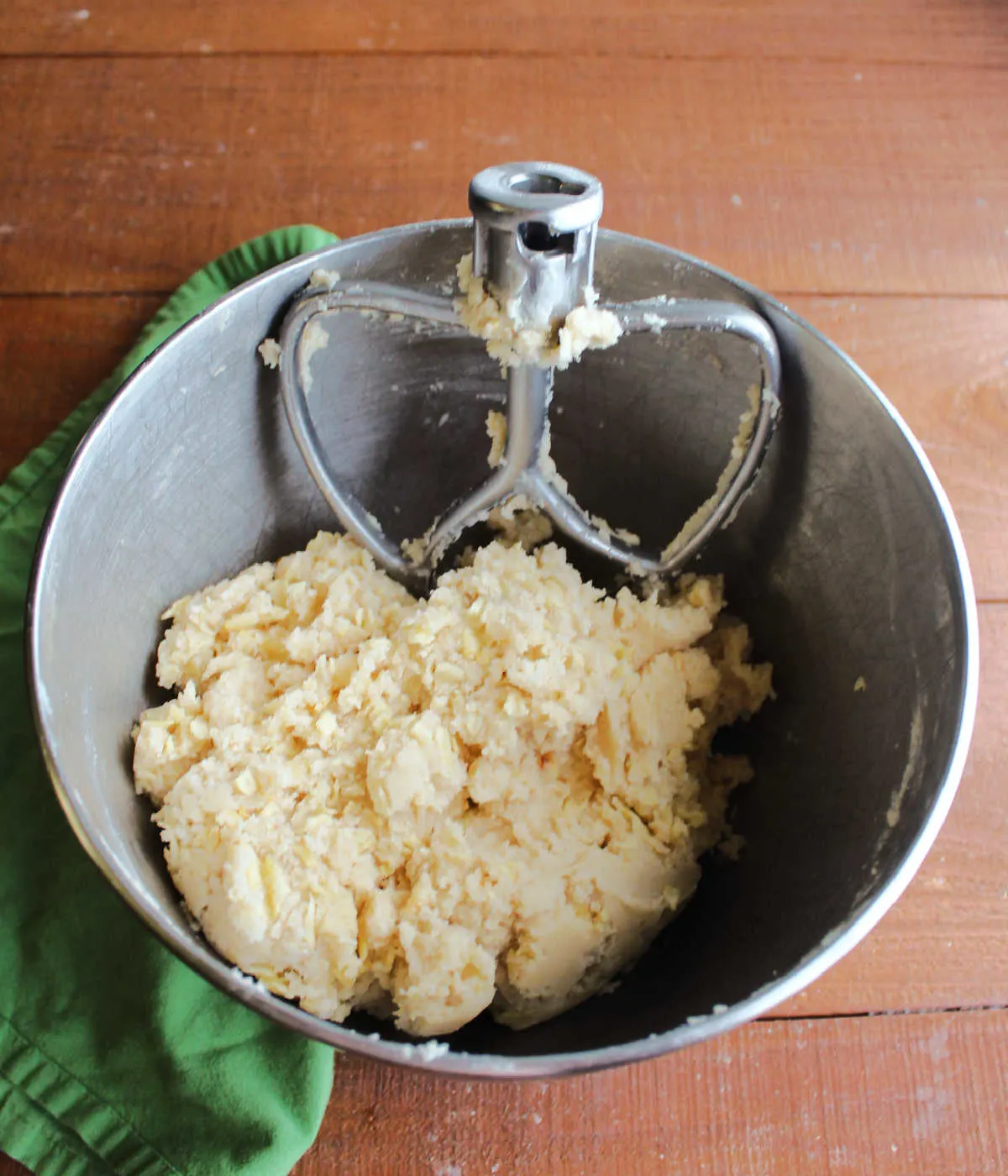 Mixing bowl of potato chip cookie dough.