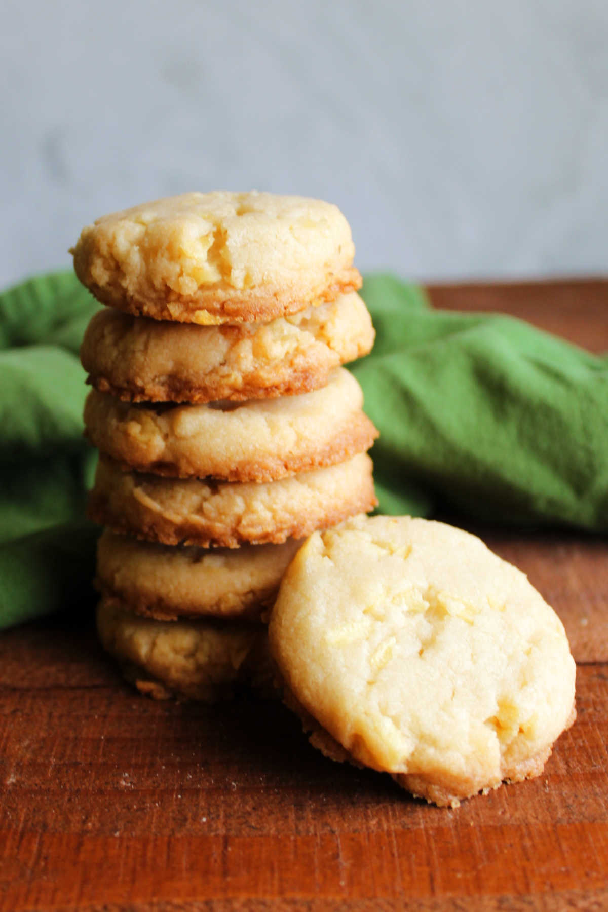 Stack of simple buttery potato chips cookies.