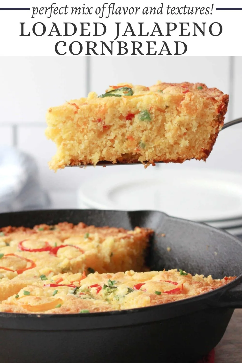 Loaded jalapeno cornbread has cheese, bacon and more packed inside. Using Jiffy cornbread mix makes it super simple to make and all of the extra flavorful ingredients make it out of this world delicious.