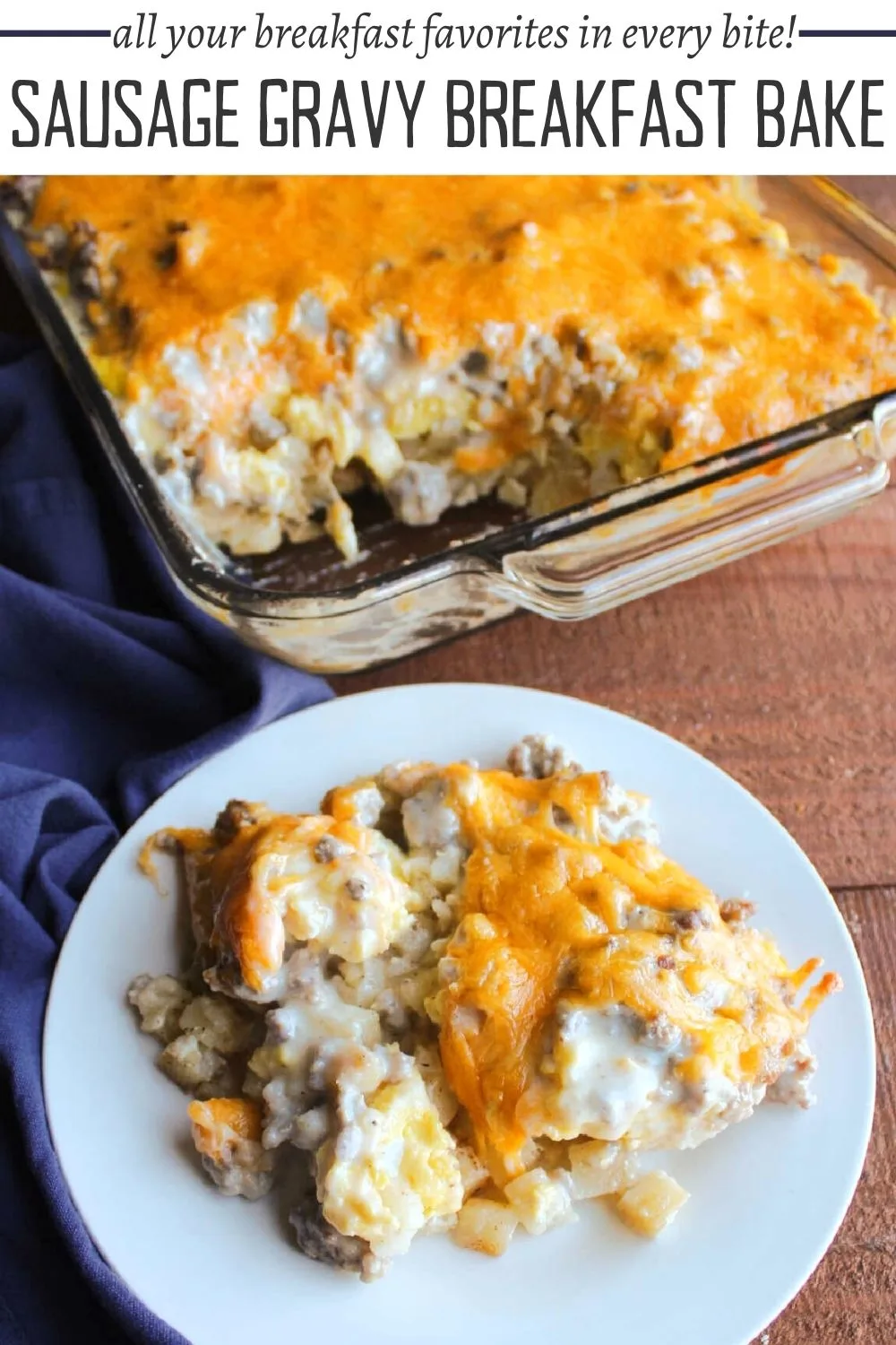 Every layer of this sausage gravy breakfast casserole is good on its own, but baked together, they form an amazing dish. This hearty mix of potatoes, scrambled eggs, sausage gravy and cheese is sure to become a new favorite.
