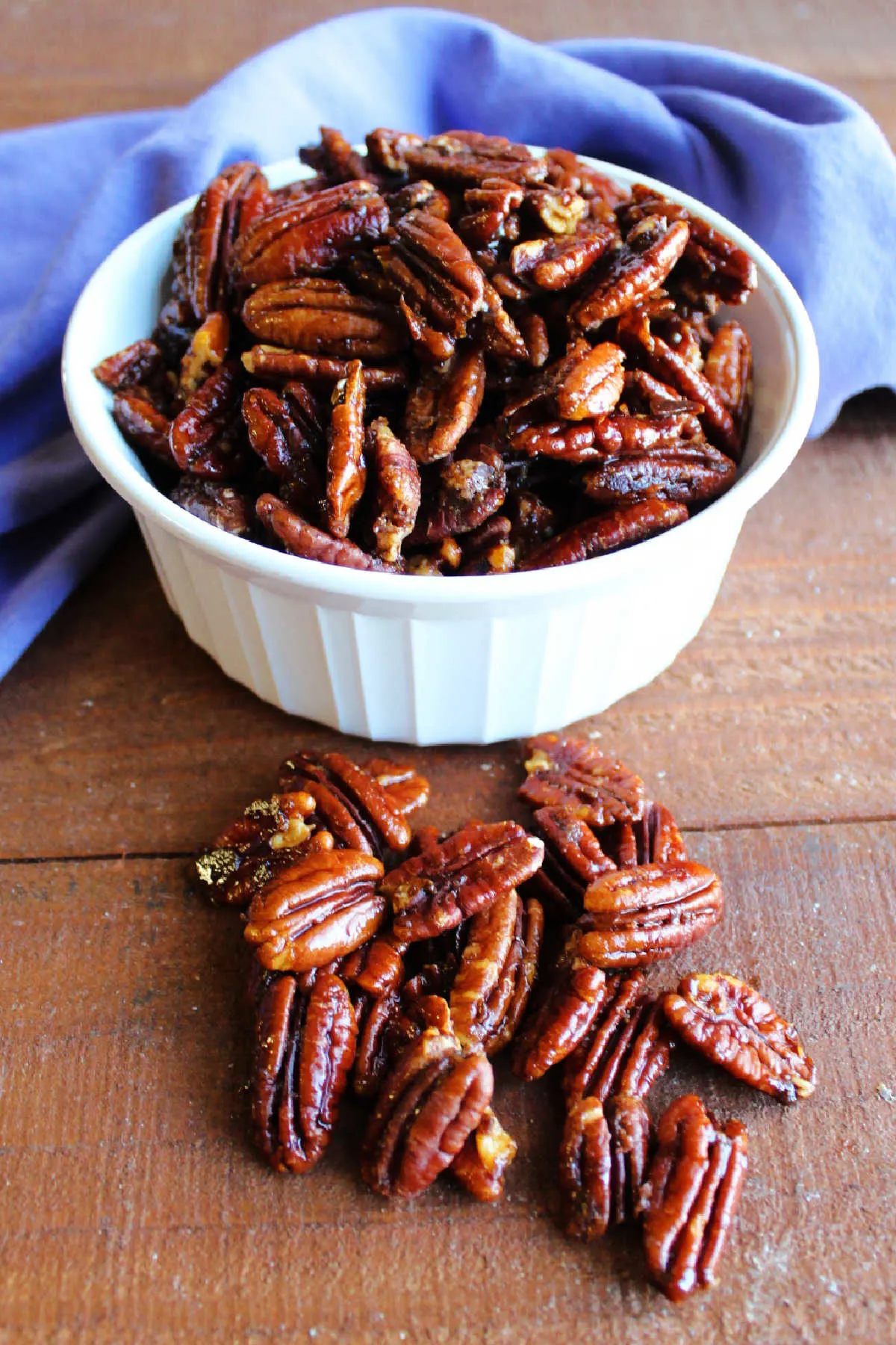 Spiced pecans in a bowl, ready to eat. 