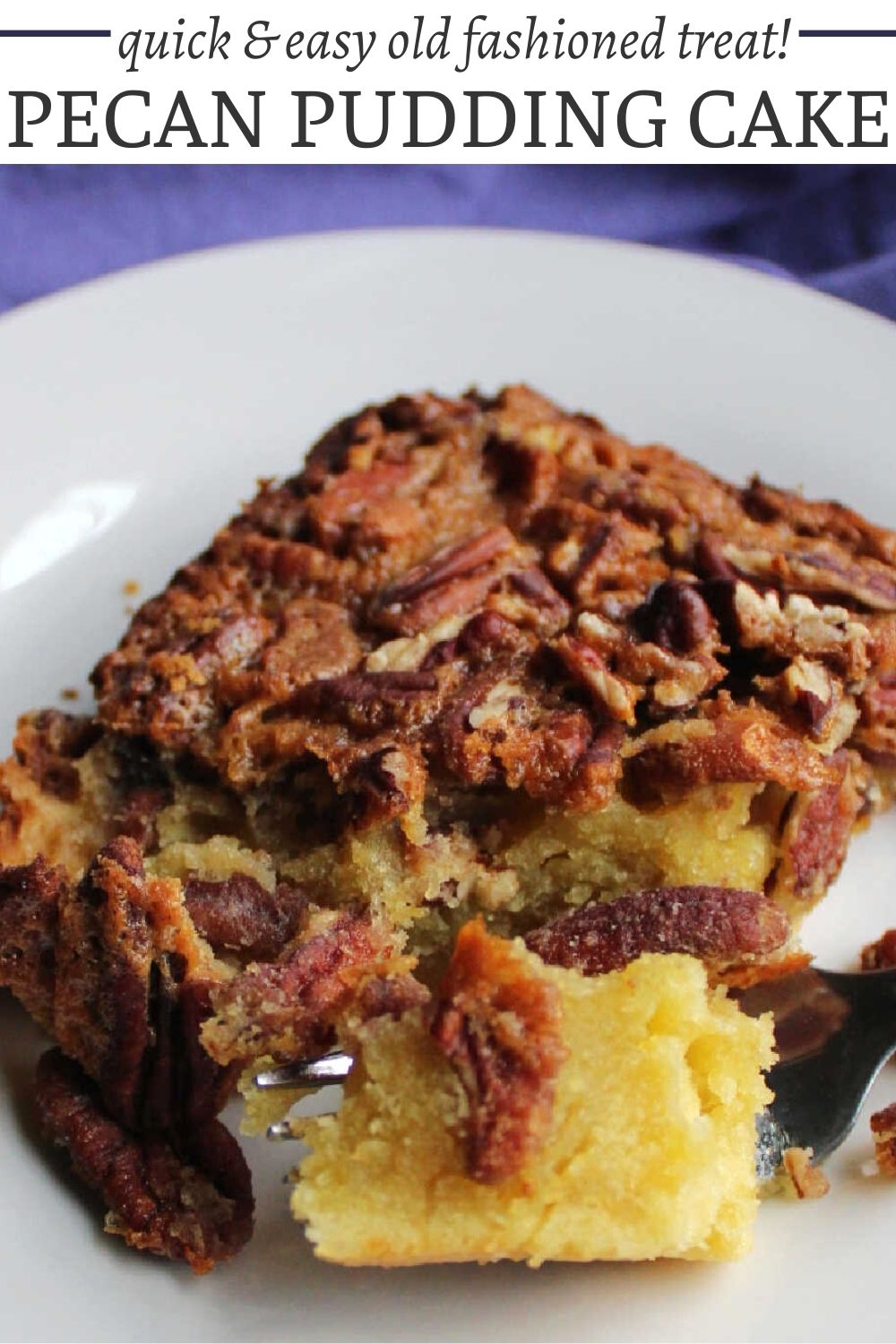 Old fashioned pecan pudding cake is a cross between a crustless pecan pie and a cake. It is a classic recipe from the 1930s that is quick and easy to make.