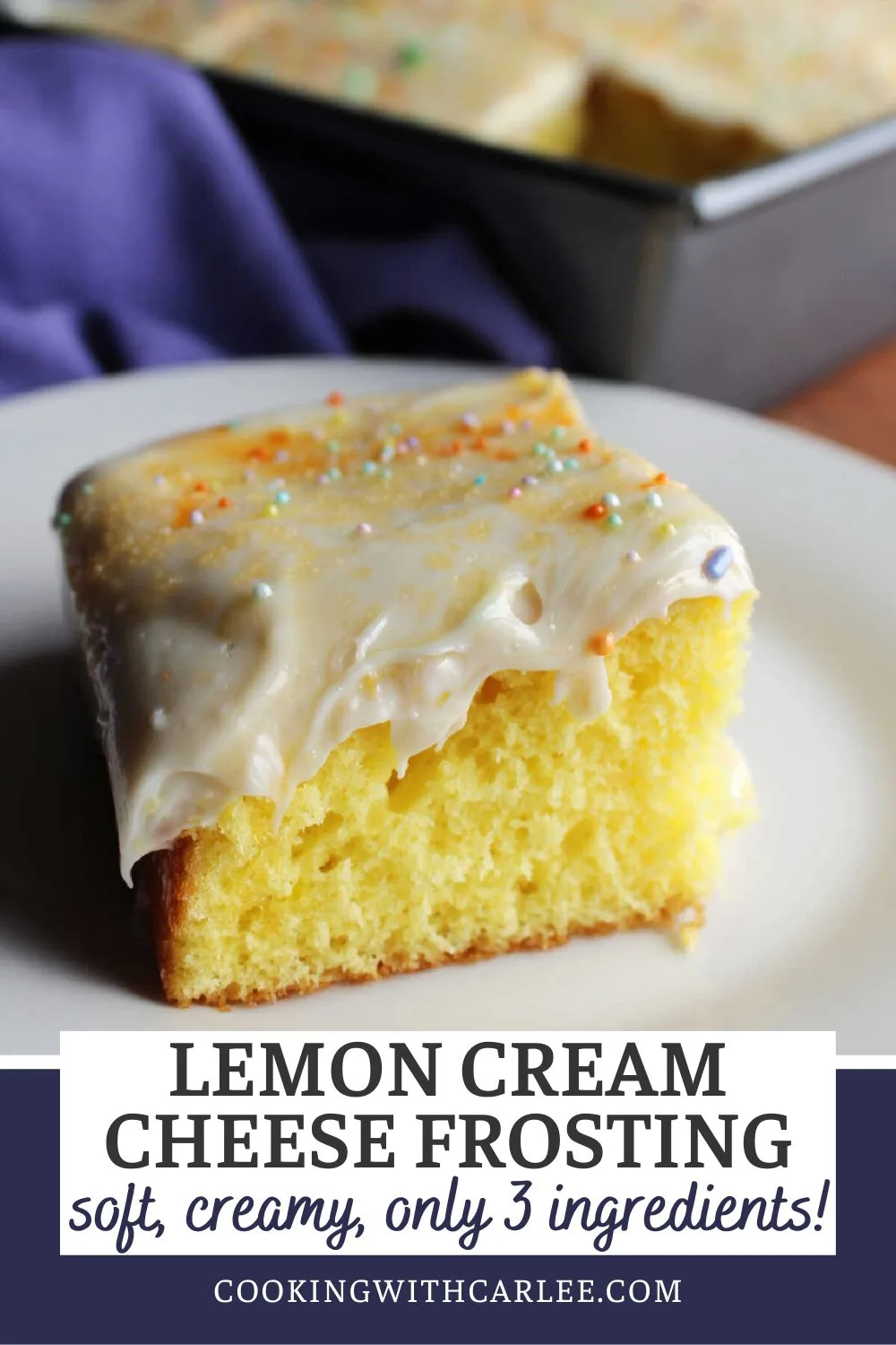Creamy lemon cream cheese frosting with condensed milk only takes 3 ingredients to make. It is perfect for smoothing over a 9x13-inch cake.