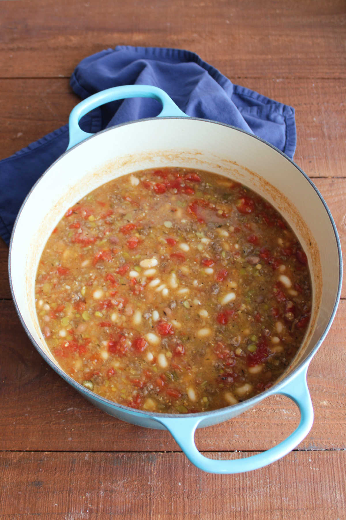 Confetti Bean Soup Mix In A Jar 8 Pot of homemade confetti bean soup.