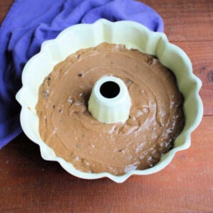 sourdough mocha bread batter in pan