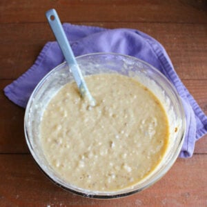 Grandma's Date Nut Bread 15 Bowl of date nut batter after the flour has been mixed in.